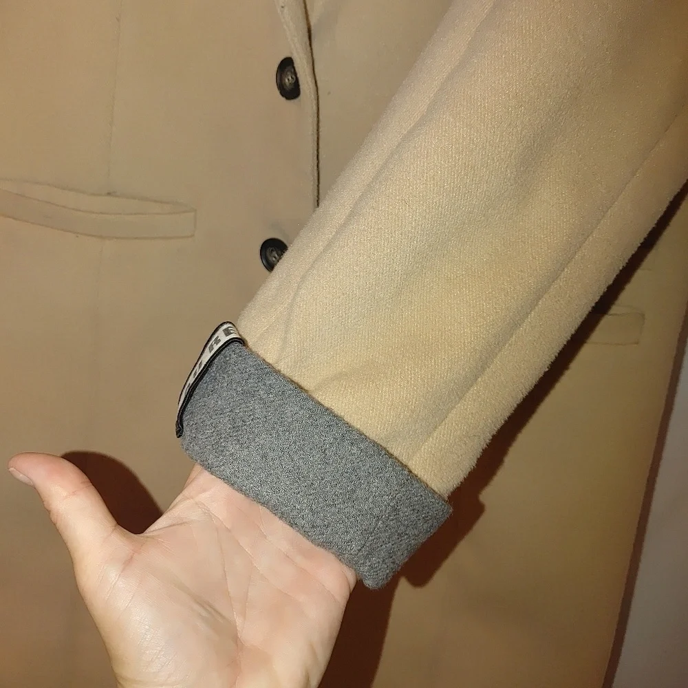 Forever 21 Au Revoir Overcoat Longline Car Coat Neutral Tan Single Breasted‎ - Picture 8 of 12